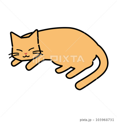 リラックスして寝るネコのイラスト 103968731