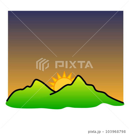 山に登る太陽 朝焼けのイラストのイラスト素材 [103968798] - PIXTA