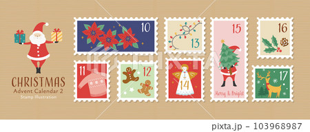 切手風アドベントカレンダーのイラスト-2 切手風アドベントカレンダーのイラスト-2 103968987