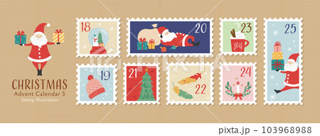 切手風アドベントカレンダーのイラスト-3 切手風アドベントカレンダーのイラスト-3 103968988