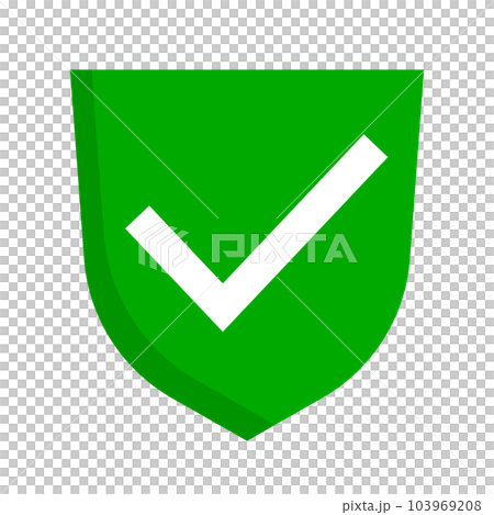 Green checkmark shield icon. safety or authorization. vector. Green checkmark shield icon. safety or authorization. vector. 103969208