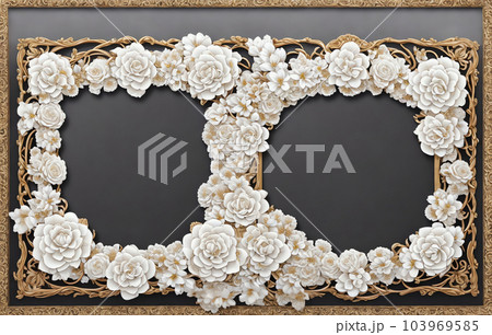 白い花の装飾フレーム 103969585