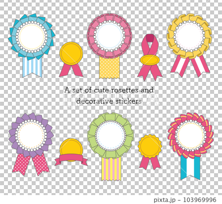 A set of cute rosettes and decorative stickers A set of cute rosettes and decorative stickers 103969996