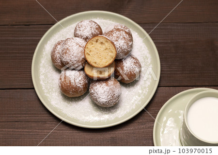 Flat Lay Zeppole, Cut Paczki On Plate With Cup Of Milk. Fat Thursday Carnival Or Tlusty Czwartek, Christian Tradition. Sweet Delicious Doughnut, Donuts On Wooden Table. Horizontal Plane, Top View Flat Lay Zeppole, Cut Paczki On Plate With Cup Of Milk. Fat Thursday Carnival Or Tlusty Czwartek, Christian Tradition. Sweet Delicious Doughnut, Donuts On Wooden Table. Horizontal Plane, Top View 103970015