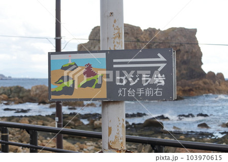 男鹿の奇岩（ゴジラ岩　秋田県 男鹿半島） 103970615