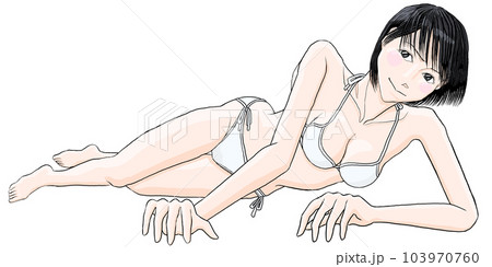 床に水着で寝そべる女の子44 床に水着で寝そべる女の子44 103970760