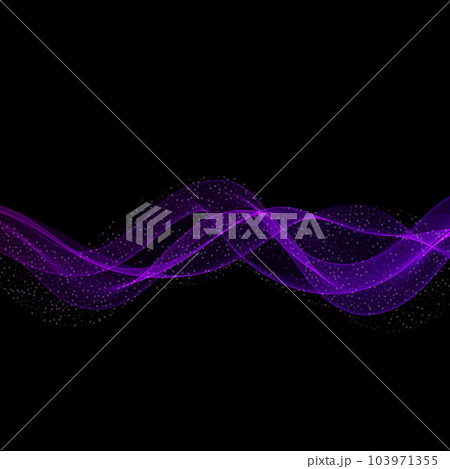 Abstract dark background with transparent wave of lilac-blue lines 103971355