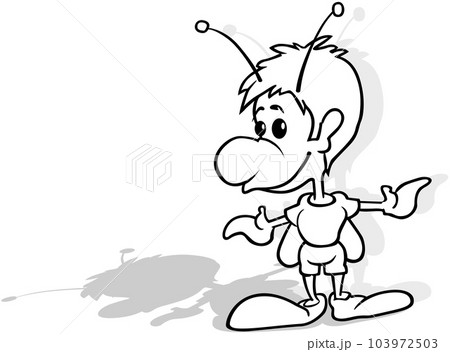 Drawing of a Standing Beetle with Open Arms Drawing of a Standing Beetle with Open Arms 103972503