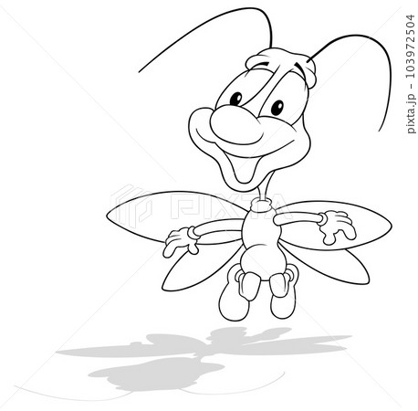Drawing of a Cheerful Beetle with a Long Neck 103972504
