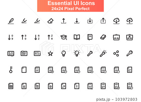Arrows UI icons set 24x24 grid pixel perfectのイラスト素材 [103972803] - PIXTA