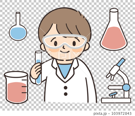 穿白大褂的孩子們在做科學實驗 103972843