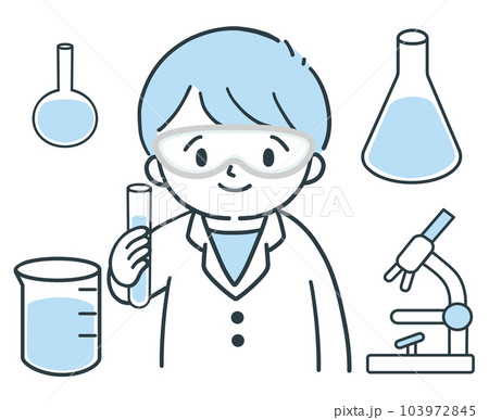 科学実験をする白衣を着た子ども 103972845