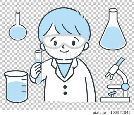 科学実験をする白衣を着た子ども 103972845