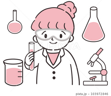 科学実験をする白衣を着た子ども 103972846