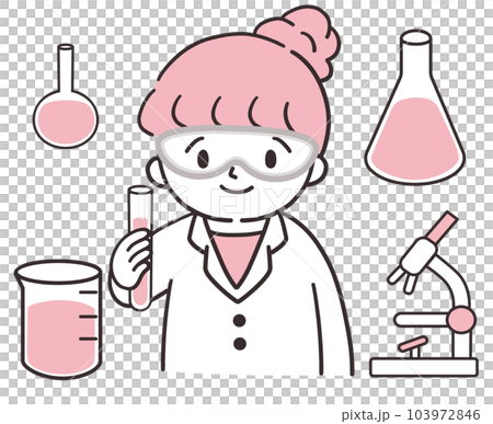 科学実験をする白衣を着た子ども 103972846
