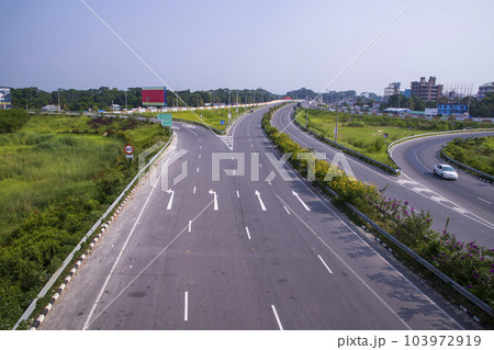 Divide Expressway road in Bhanga Interexchange of Bangladesh Divide Expressway road in Bhanga Interexchange of Bangladesh 103972919