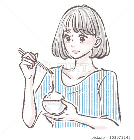 食事 / 食べる / 食事をする女性 / いただきます/ ダイエット / 食事制限 / 糖質制限 / 103973143