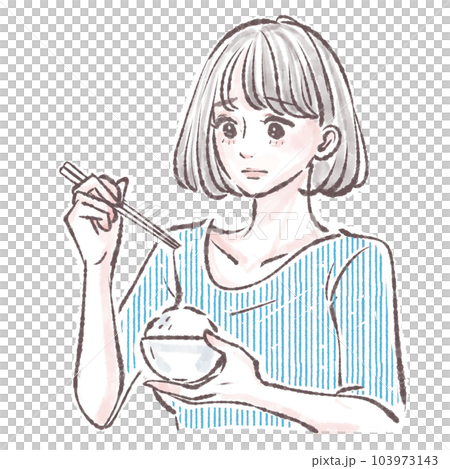 食事 / 食べる / 食事をする女性 / いただきます/ ダイエット / 食事制限 / 糖質制限 / 103973143