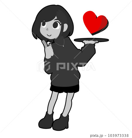 ハートをおぼんの上に置く女の子 ハートをおぼんの上に置く女の子 103973338