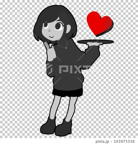 ハートをおぼんの上に置く女の子 ハートをおぼんの上に置く女の子 103973338