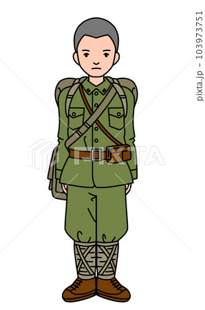 戦時中の男性兵士 緑 103973751