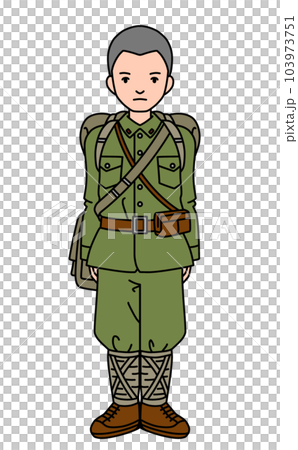 戦時中の男性兵士 緑 103973751