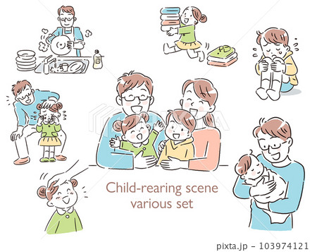 子育てシーン いろいろセットイラスト 子育てシーン いろいろセットイラスト 103974121
