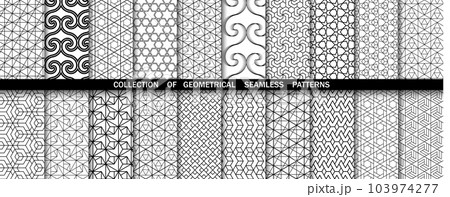 Geometric set of seamless black and white patterns. Simpless vector graphics Geometric set of seamless black and white patterns. Simpless vector graphics 103974277