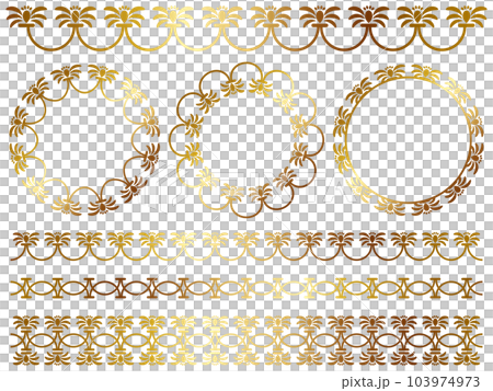 Decorative ruled set of flowers and vines gold Decorative ruled set of flowers and vines gold 103974973