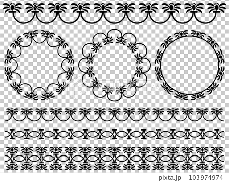 Decorative ruled set of flowers and vines black Decorative ruled set of flowers and vines black 103974974