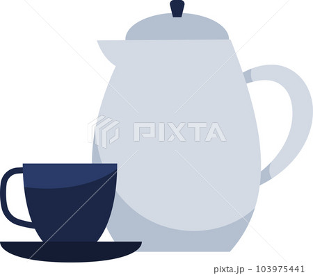 Coffee cup and teapot. flat style cartoon illustration. 103975441