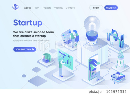 Startup project isometric landing page. 103975553