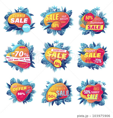 Set of summer sale banner shopping 3d style 103975906