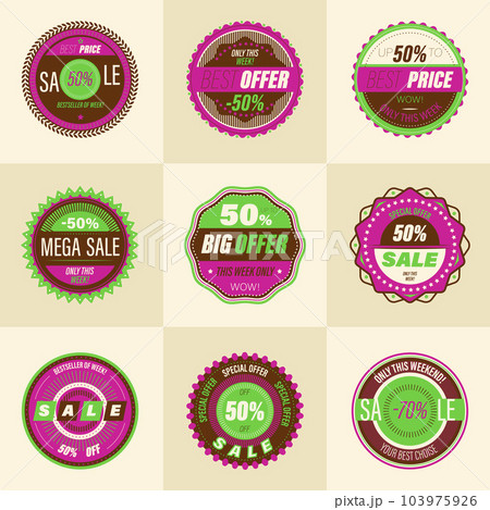 Set of retro sale badge. Stickers premium quality Set of retro sale badge. Stickers premium quality 103975926