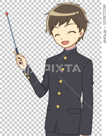 A school boy with a pointing stick laughs A school boy with a pointing stick laughs 103977299