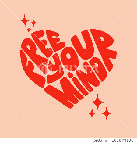 Groovy retro typographic composition in heart form Groovy retro typographic composition in heart form 103978130