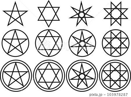 五芒星 六芒星 七芒星 八芒星 イラストセット 103978287
