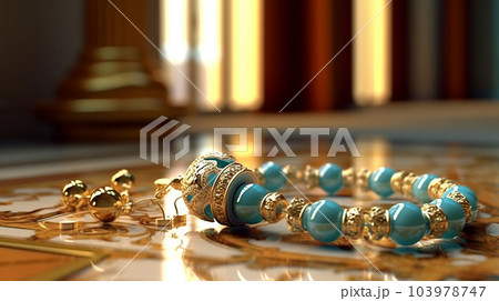 Beautiful rosary on dark background, for banners, articles, ads, Ramadan, prayer Beautiful rosary on dark background, for banners, articles, ads, Ramadan, prayer 103978747