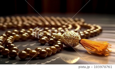 Beautiful rosary on dark background, for banners, articles, ads, Ramadan, prayer Beautiful rosary on dark background, for banners, articles, ads, Ramadan, prayer 103978761