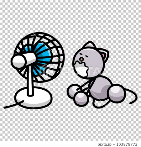 扇風機で涼むにゃんまるのイラスト 猫 扇風機で涼むにゃんまるのイラスト 猫 103978772