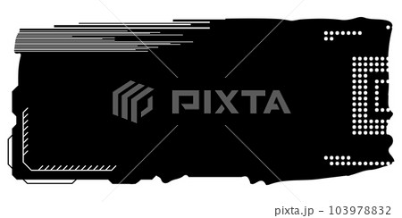 Rectangular design clipart in tech style isolated on white. Short tech plate with copy space. Clipart. Rectangular design clipart in tech style isolated on white. Short tech plate with copy space. Clipart. 103978832