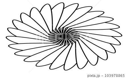 Isometric sun or flower shape outline isolated on white. Circular shape with petals. Clipart. 103978865