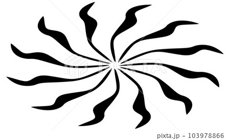 Isometric sun or flower shape silhouette isolated on white. Circular shape with petals. Clipart. 103978866
