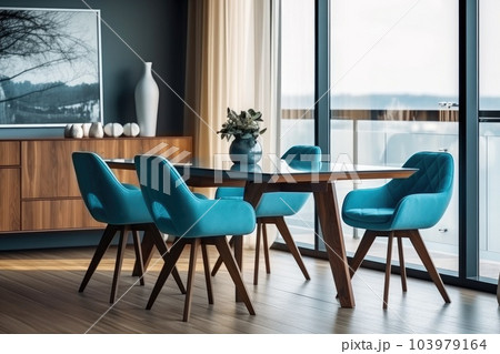 Interior design of modern dining room, wooden...のイラスト素材 [103979164] - PIXTA