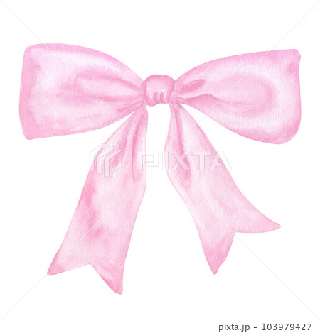 Watercolor Illustration Of Pink Ribbon Bow 1 Stock Illustration