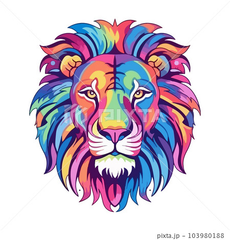 Colored head of a lion on a white background.のイラスト素材 