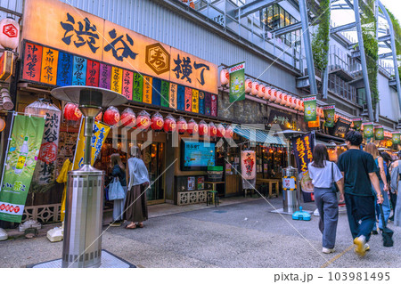 日本の東京都市景観 梅雨の晴れ間…飲み屋街は出入口が開けたままで安心…マ無しの方も多い…＝6月14日 103981495