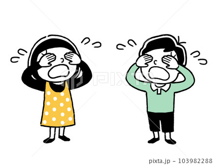 ベクターイラスト素材:泣く男の子と女の子、子供たち ベクターイラスト素材:泣く男の子と女の子、子供たち 103982288