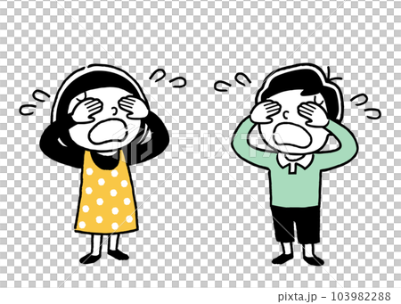 ベクターイラスト素材:泣く男の子と女の子、子供たち ベクターイラスト素材:泣く男の子と女の子、子供たち 103982288