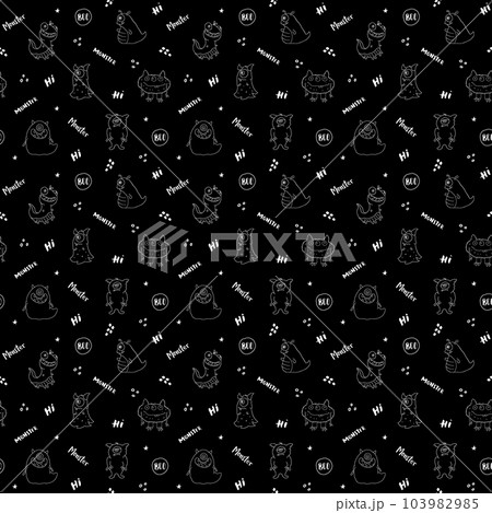 Cute monsters seamless pattern. Cartoon monsters background. Vector illustration 103982985
